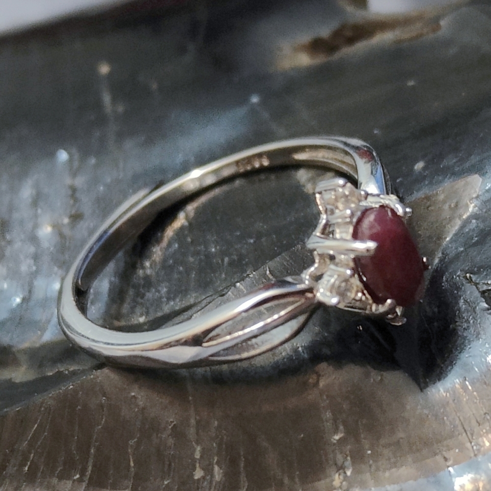 Faceted Ruby With Cubic Zirconia Gemstone Silver … - image 2
